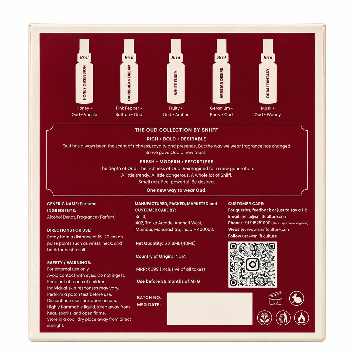 Sniiff The Oud Collection – box back label