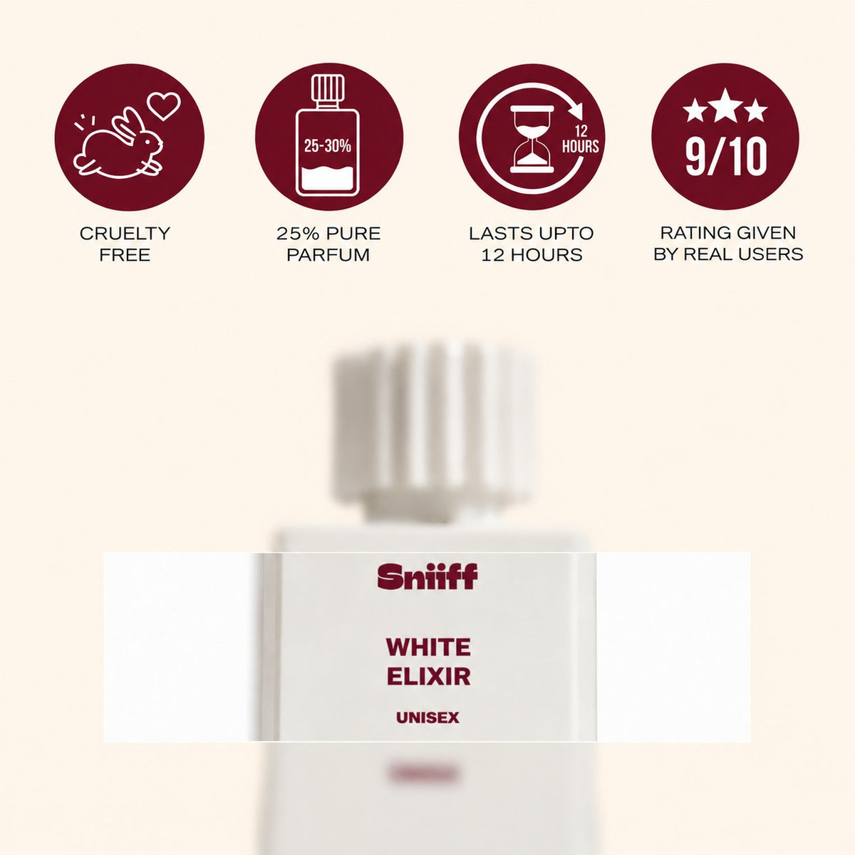 Sniiff White Elixir 50ml Oud parfum – cruelty free, 25% pure parfum, lasts up to 12 hours