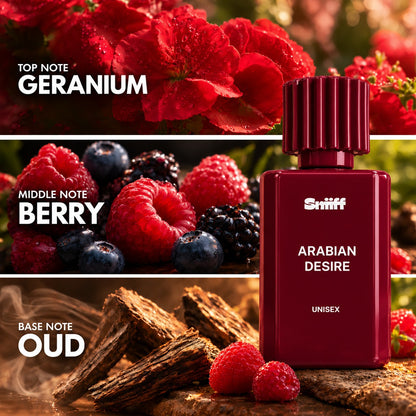 Sniiff Arabian Desire 100ml Oud parfum – notes: geranium, berry, oud