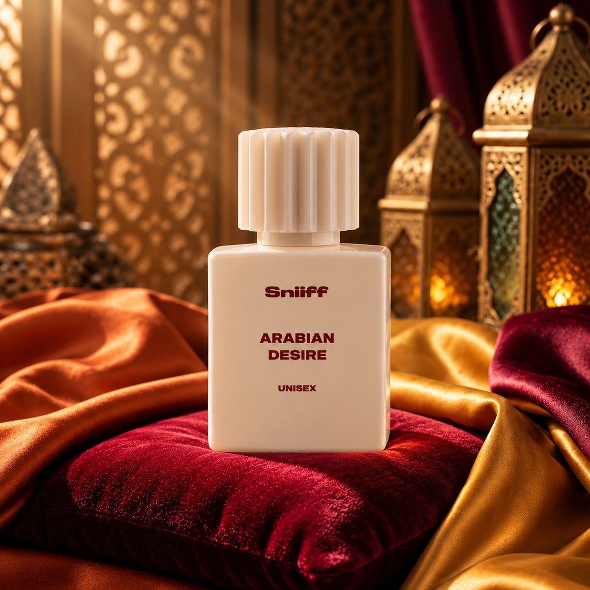 Sniiff Arabian Desire 30ml Oud parfum – on velvet cushion