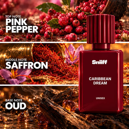 Sniiff Caribbean Dream 100ml Oud parfum – notes: pink pepper, saffron, oud