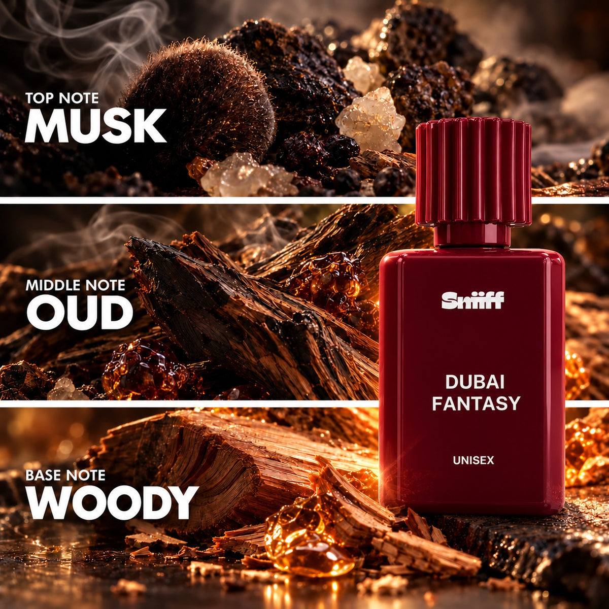 Sniiff Dubai Fantasy 100ml Oud parfum – notes: musk, oud, woody