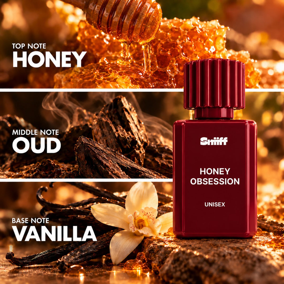 Sniiff Honey Obsession 100ml Oud parfum – notes: honey, oud, vanilla