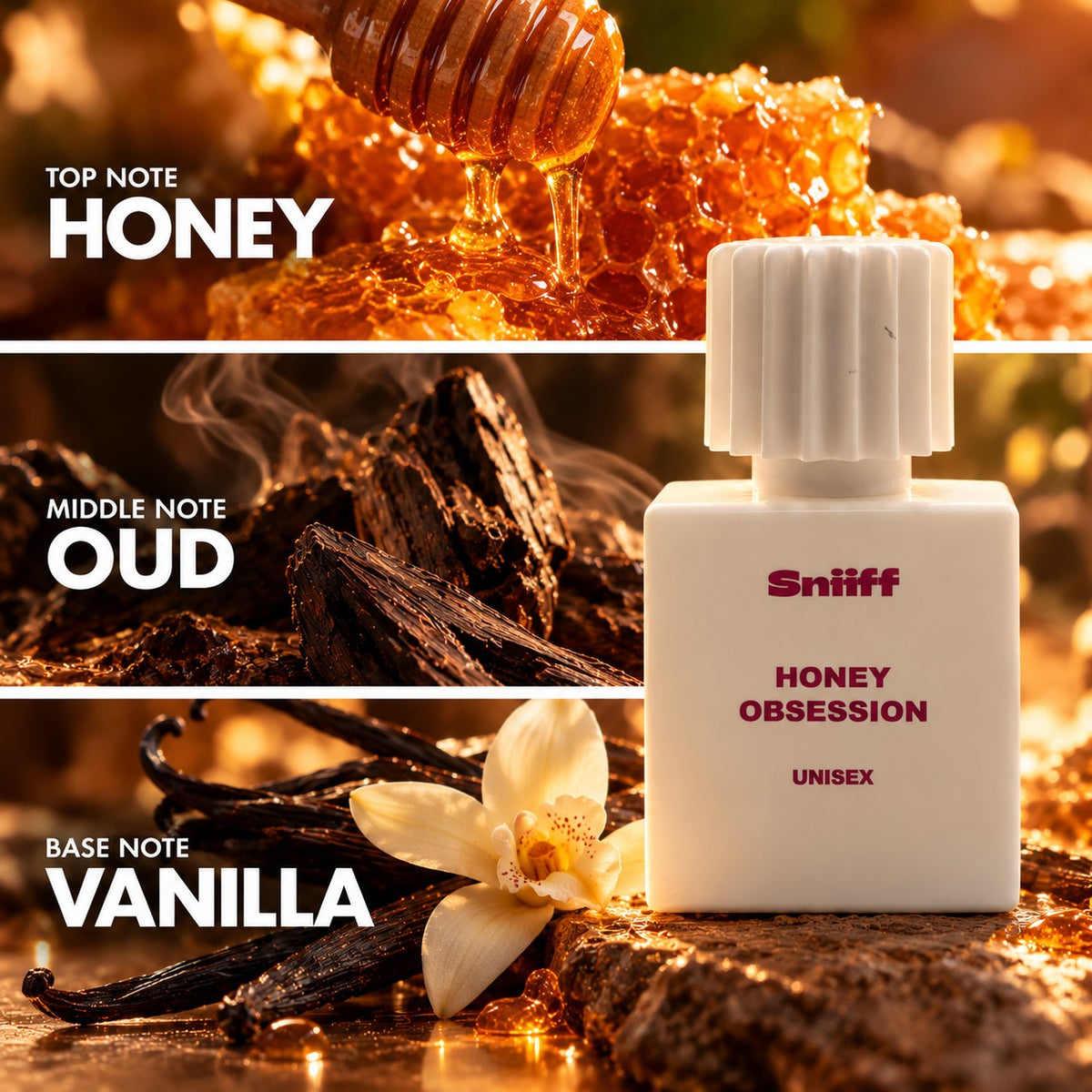 Sniiff Honey Obsession 30ml Oud parfum – notes: honey, oud, vanilla