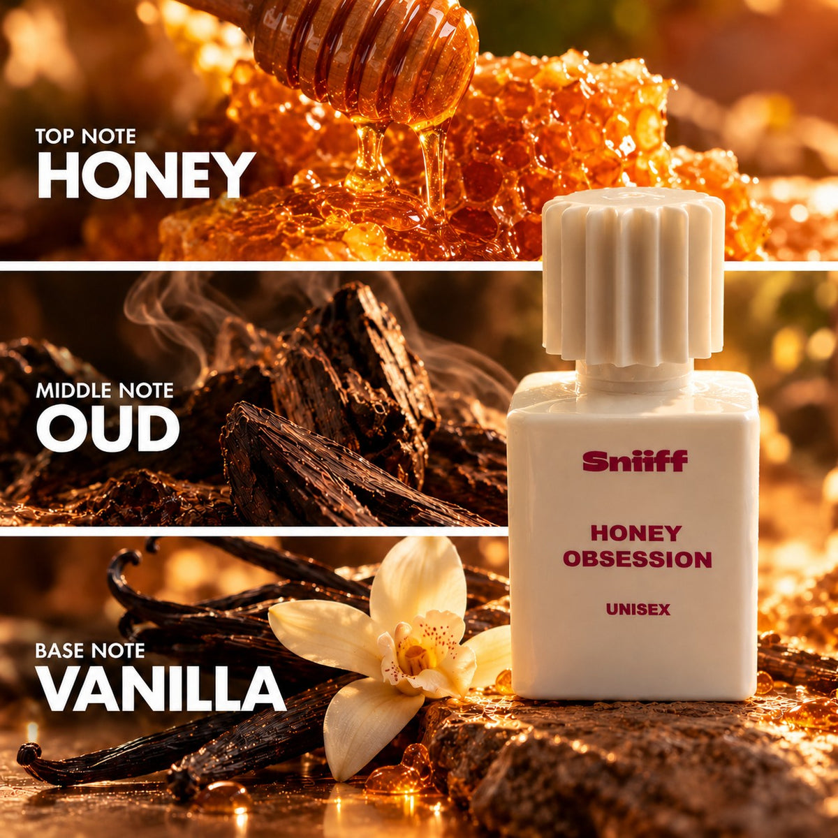 Sniiff Honey Obsession 50ml Oud parfum – notes: honey, oud, vanilla