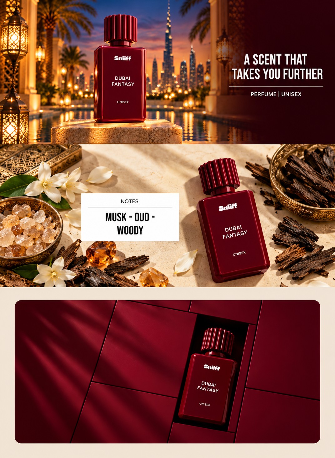 Sniiff Dubai Fantasy Oud parfum - notes and packaging