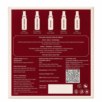 Sniiff The Oud Collection – box back label
