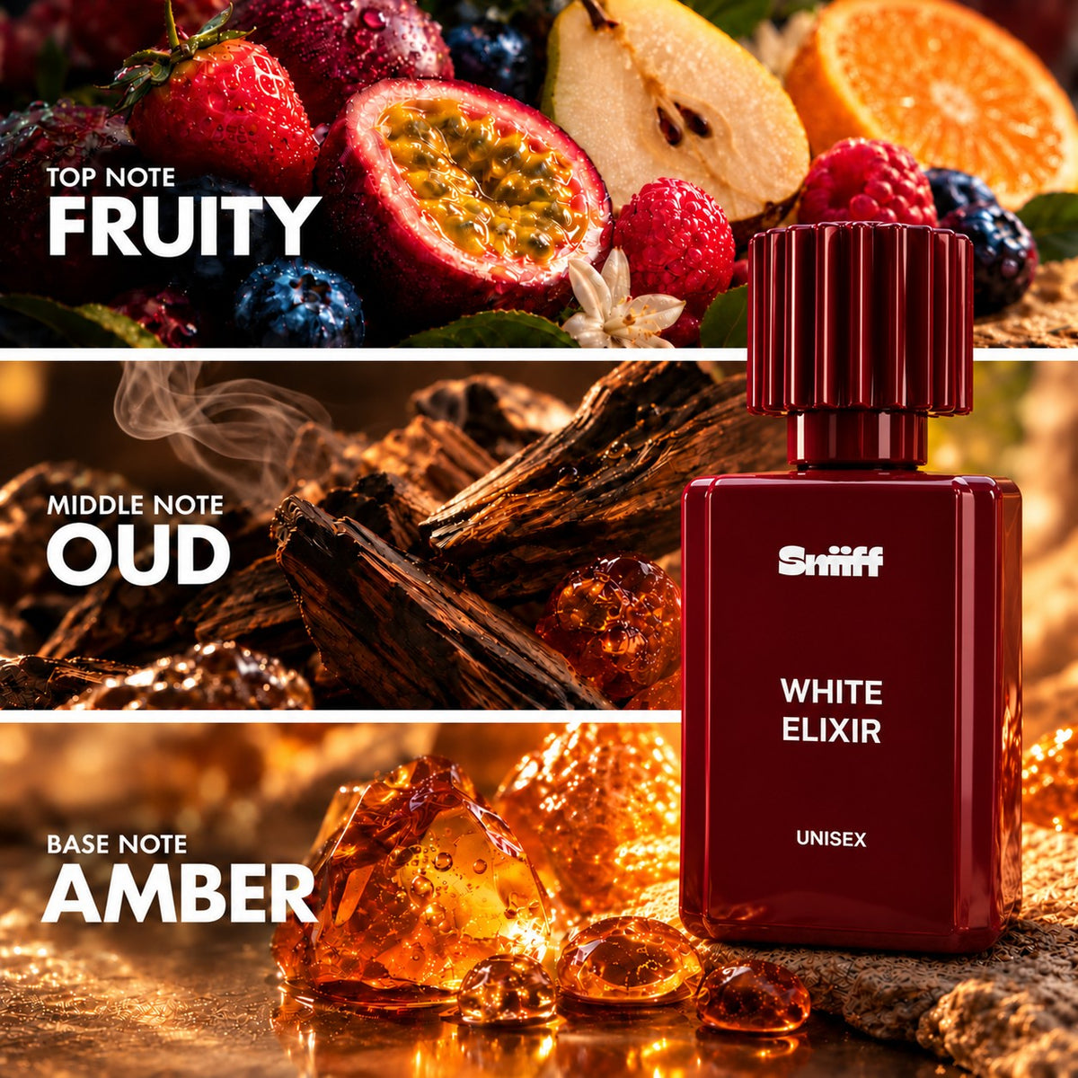 Sniiff White Elixir 100ml Oud parfum – notes: fruity, oud, amber