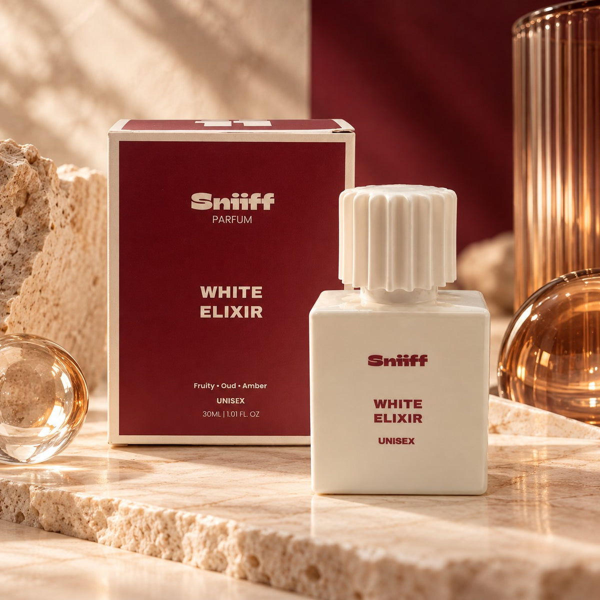 Sniiff White Elixir 30ml Oud parfum – bottle with box