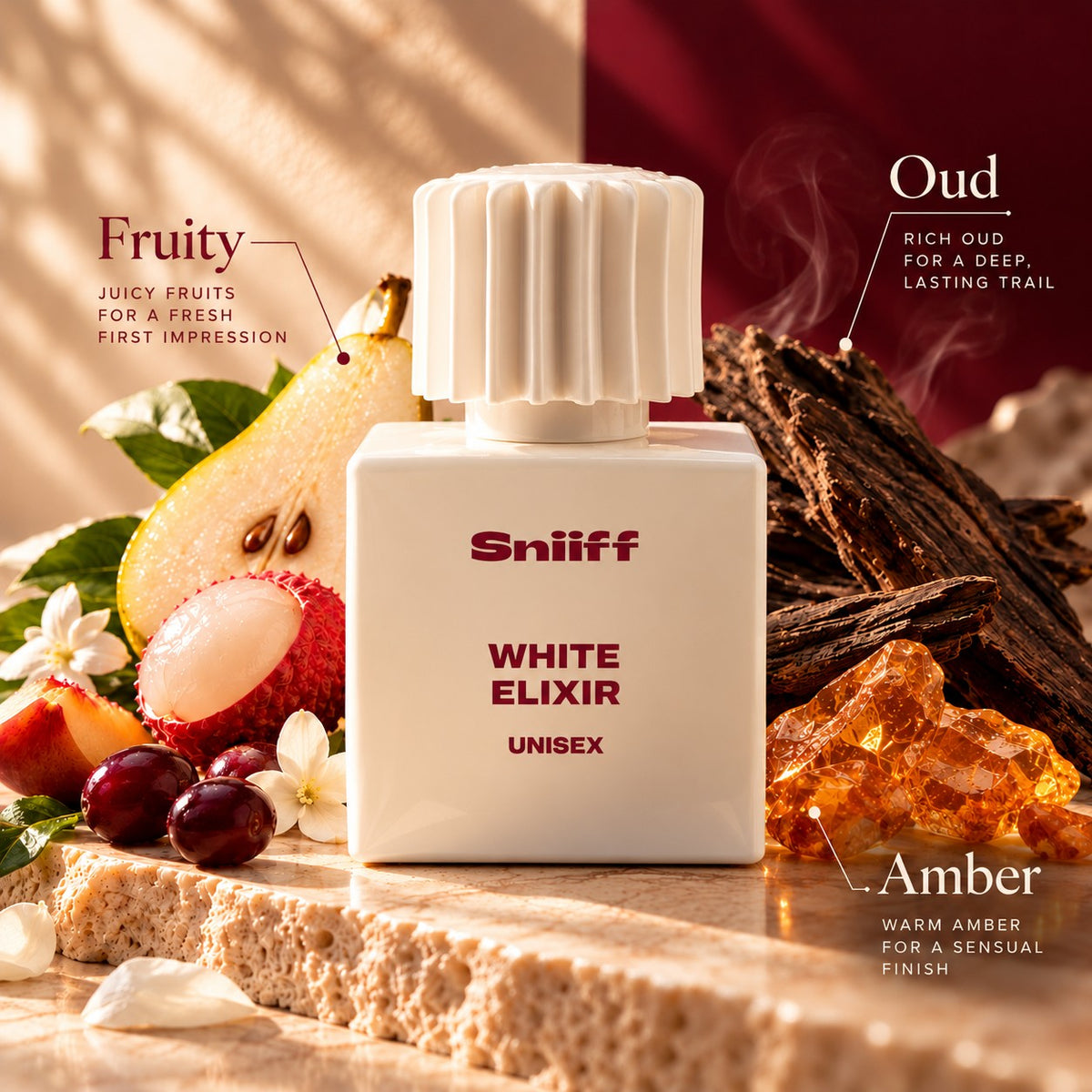 Sniiff White Elixir 30ml Oud parfum – with fruit, oud and amber