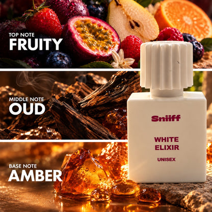 Sniiff White Elixir 30ml Oud parfum – notes: fruity, oud, amber